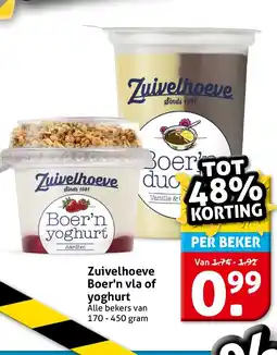 Hoogvliet Zuivelhoeve Boer'n vla of yoghurt aanbieding