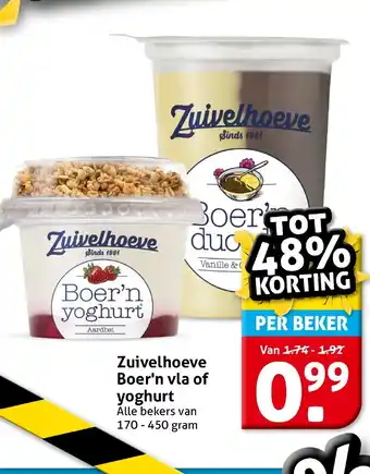 Hoogvliet Zuivelhoeve Boer'n vla of yoghurt aanbieding