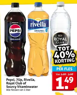 Hoogvliet Pepsi, 7Up, Rivella, Royal Club of Sourcy Vitaminwater aanbieding