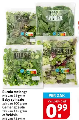 Hoogvliet Rucola melange Baby spinazie Gemengde slaof Veldsla aanbieding