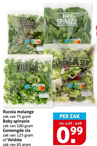 Hoogvliet Rucola melange Baby spinazie Gemengde slaof Veldsla aanbieding