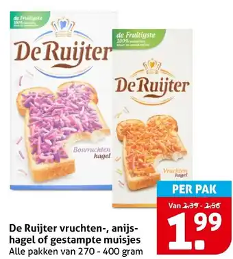 Hoogvliet De Ruijter vruchten, anijs hagel of gestampte muisjes aanbieding