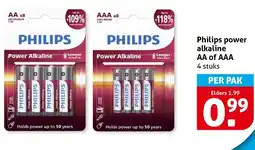 Hoogvliet Philips power alkaline AA of AAA aanbieding