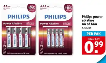 Hoogvliet Philips power alkaline AA of AAA aanbieding