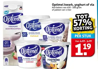 Hoogvliet Optimel kwark, yoghurt of vla aanbieding