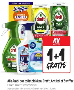 Jumbo Alle Ambi pur toiletblokken, Dreft, Antikal of Swiffer aanbieding
