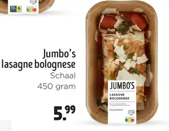 Jumbo Jumbo's lasagne bolognese aanbieding