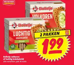 Nettorama Bolletje volkoren of luchtig knäckebröd aanbieding