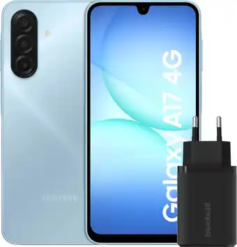Coolblue Samsung Galaxy A17 128GB Blauw 4G + BlueBuilt Oplader met Usb C Poort 30W Zwart aanbieding