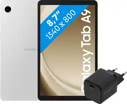 Coolblue Samsung Galaxy Tab A9 8,7 inch 128GB Wifi Zilver + BlueBuilt Oplader aanbieding
