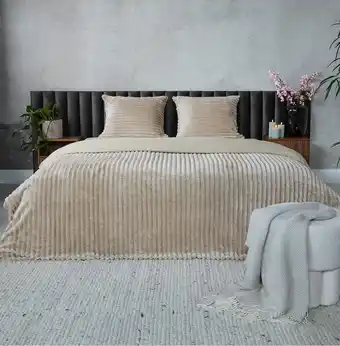 Action Teddy ribbed dekbedovertrek - taupe aanbieding