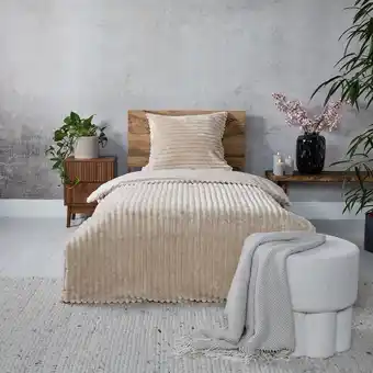 Action Teddy ribbed dekbedovertrek - taupe aanbieding
