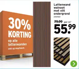 GAMMA Lattenwand walnoot met vilt ondergrond aanbieding