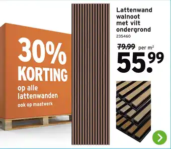 GAMMA Lattenwand walnoot met vilt ondergrond aanbieding