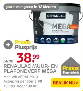 Praxis Renaulac muur en plafondverf méga aanbieding