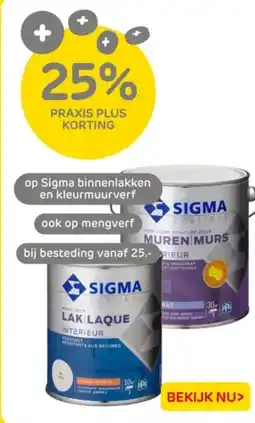 Praxis op Sigma binnenlakken en kleurmuurverf aanbieding