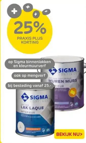 Praxis op Sigma binnenlakken en kleurmuurverf aanbieding