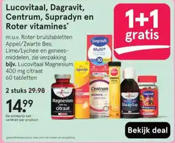 Etos Lucovitaal, Dagravit, Centrum, Supradyn en Roter vitamines aanbieding