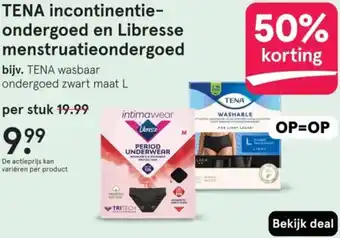 Etos TENA incontinentie-ondergoed en Libresse menstruatie ondergoed aanbieding