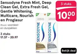 Etos Sensodyne Fresh Mint, Deep Clean Gel, Extra Fresh Gel, Gentle Whitening, Multicare, Nourish en Proglasur aanbieding