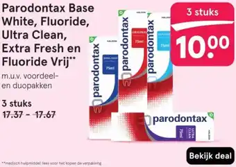 Etos Parodontax Base White, Fluoride, Ultra Clean, Extra Fresh en Fluoride Vrij aanbieding