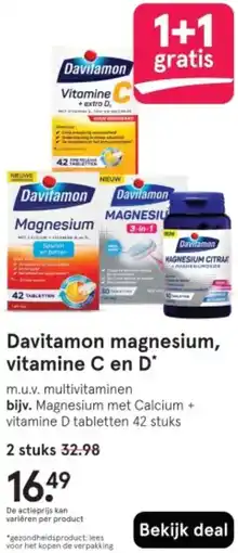 Etos Davitamon magnesium, vitamine C en D aanbieding