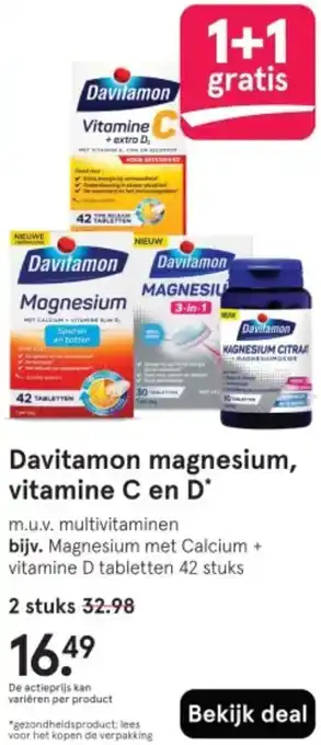 Etos Davitamon magnesium, vitamine C en D aanbieding