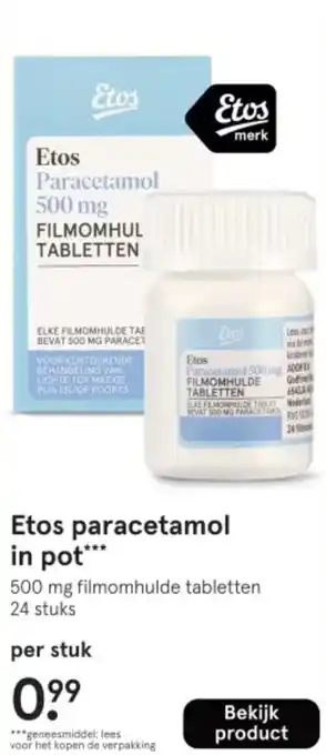 Etos Etos paracetamol in pot aanbieding