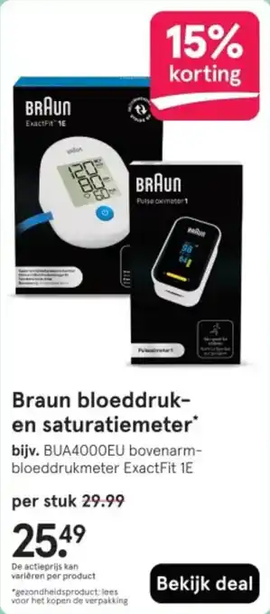 Etos Braun bloeddruk en saturatiemeter aanbieding