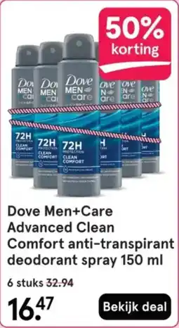Etos Dove Men+Care Advanced Clean Comfort anti-transpirant deodorant spray aanbieding