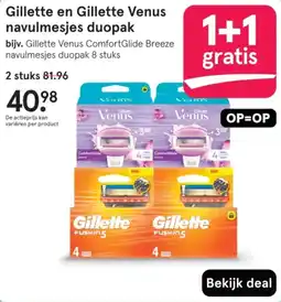 Etos Gillette en Gillette Venus navulmesjes duopak aanbieding