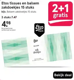 Etos Etos tissues en balsem zakdoekjes 15 stuks aanbieding