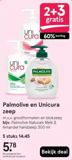 Etos Palmolive en Unicura zeep aanbieding