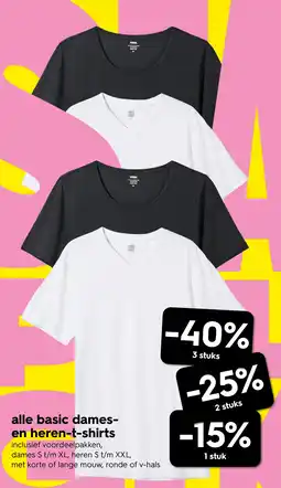 HEMA alle basic dames en heren-t-shirts aanbieding