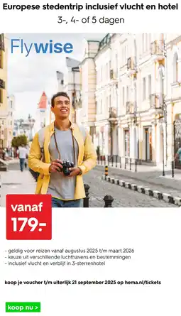 HEMA Europese stedentrip inclusief vlucht en hotel aanbieding