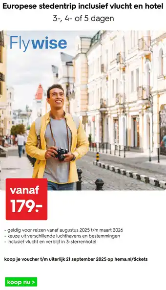 HEMA Europese stedentrip inclusief vlucht en hotel aanbieding