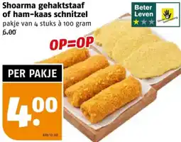 Poiesz Shoarma gehaktstaaf of ham-kaas schnitzel aanbieding