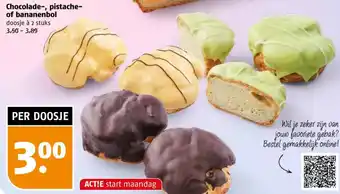 Poiesz Chocolade, pistache of bananenbol aanbieding