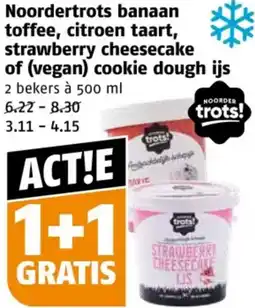 Poiesz Noordertrots banaan toffee, citroen taart, strawberry cheesecake of (vegan) cookie dough ijs aanbieding