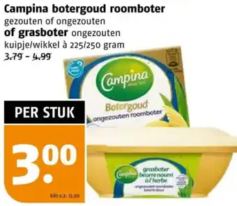 Poiesz Campina botergoud roomboter of grasboter aanbieding