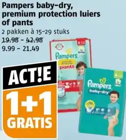 Poiesz Pampers baby-dry, premium protection luiers of pants aanbieding