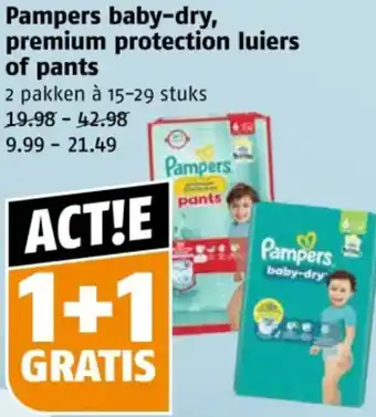 Poiesz Pampers baby-dry, premium protection luiers of pants aanbieding