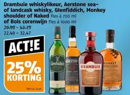 Poiesz Drambuie whiskylikeur, Aerstone sea- of landcask whisky, Glenfiddich, Monkey shoulder of Naked of Bols corenwijn aanbieding