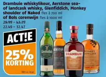 Poiesz Drambuie whiskylikeur, Aerstone sea- of landcask whisky, Glenfiddich, Monkey shoulder of Naked of Bols corenwijn aanbieding