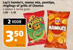Poiesz Lay's hamka's, mama mia, pomtips, ringlings of grills of Cheetos aanbieding