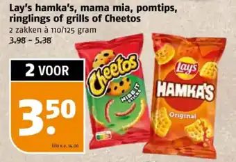 Poiesz Lay's hamka's, mama mia, pomtips, ringlings of grills of Cheetos aanbieding