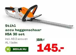 Welkoop Stihl accu heggenschaar HSA 30 set aanbieding
