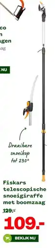 Welkoop Fiskars telescopische snoeigiraffe met boomzaag aanbieding