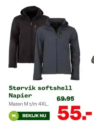 Welkoop Størvik softshell Napier aanbieding
