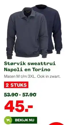 Welkoop Størvik sweattrui Napoli en Torino aanbieding